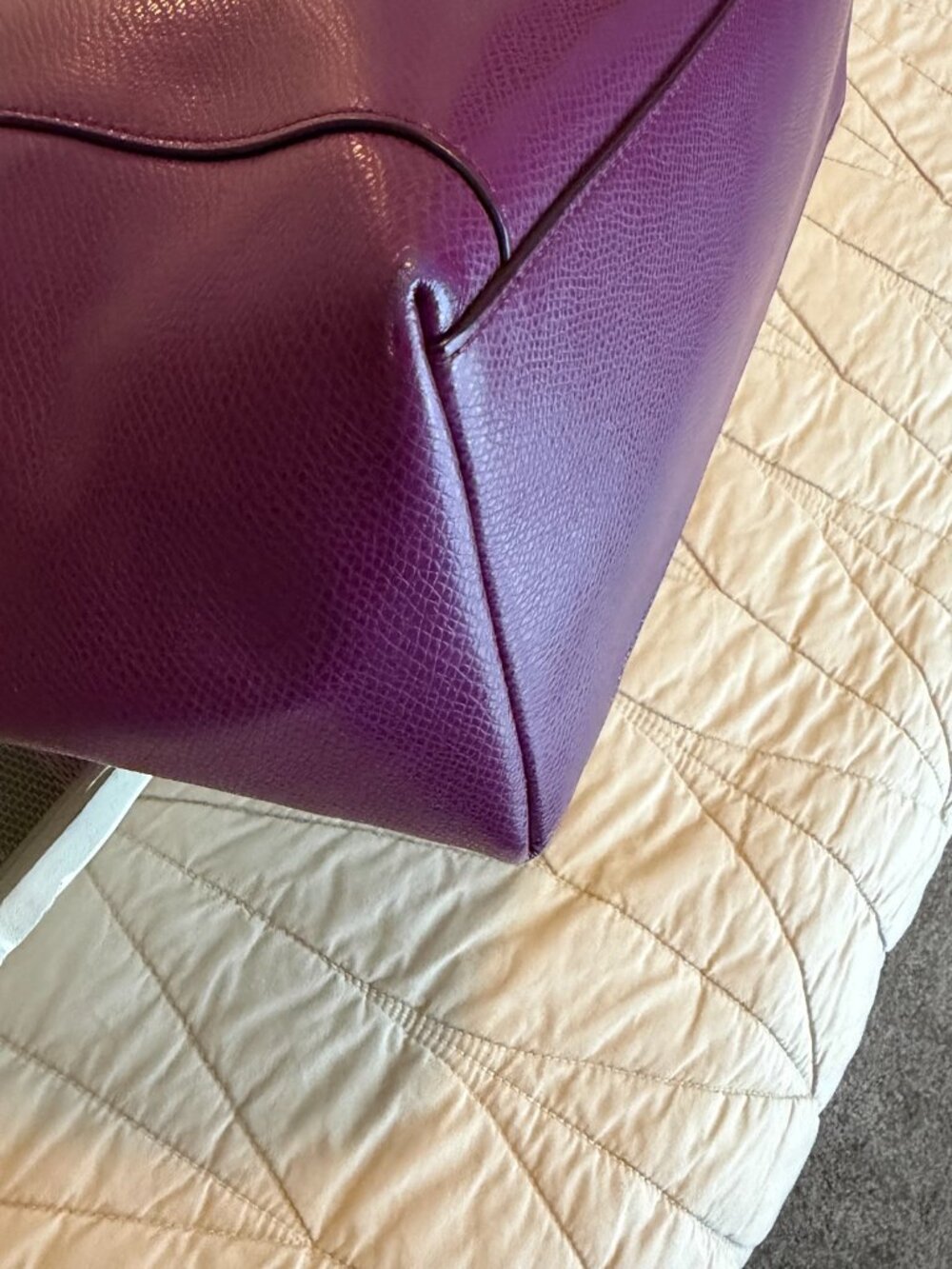 COACH Ava Chain Tote Crossgrain Leather Gold Chain Purple Plum Handbag F37201 - Picture 15 of 15